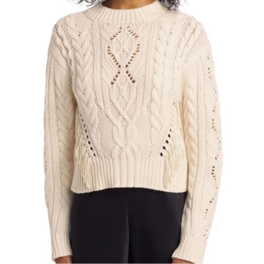 Vince cream sweater with fringe